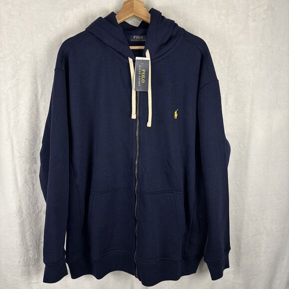 Polo Ralph Lauren Full Zip Hoodie Blue Long Sleeve Hooded Sweatshirt Sz XLT NWT - Picture 1 of 6
